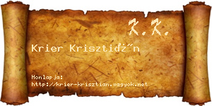 Krier Krisztián névjegykártya